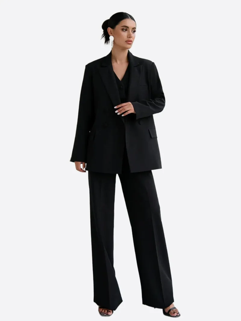 SuitsHeritage Women's Black Double Breasted Oversized 3 Piece Suit