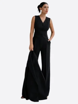 SuitsHeritage Women's Black Double Breasted Oversized 3 Piece Suit Vest