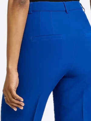 SuitsHeritage Women's Blue Solid Cotton Pant Back