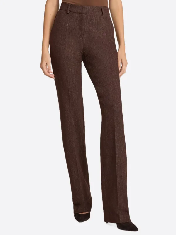 SuitsHeritage Women's Solid Brown Straight Fit Pant