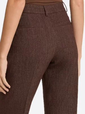 SuitsHeritage Women's Solid Brown Straight Fit Pant Back