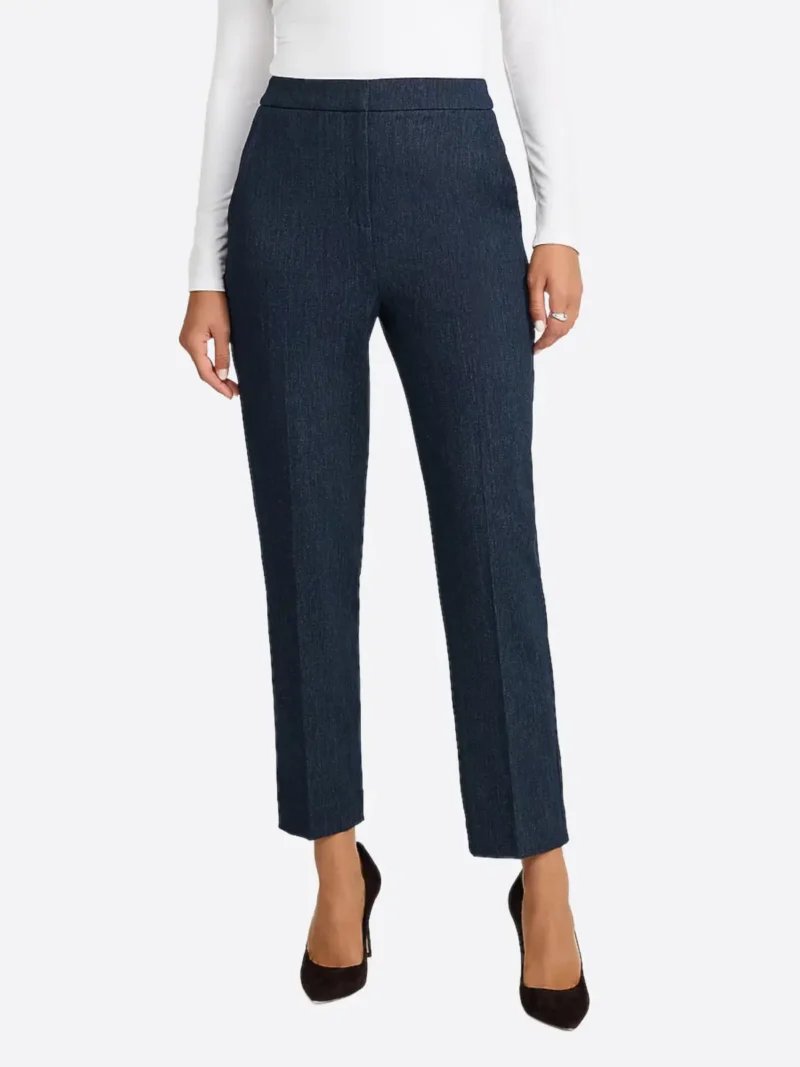 SuitsHeritage Women's Dark Blue Straight Fit Ankle Pant