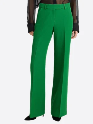 SuitsHeritage Women's Green Solid Cotton Pant
