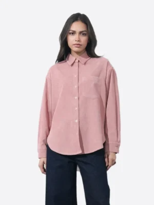 SuitsHeritage Women's Pink Corduroy Relaxed Fit Shirt