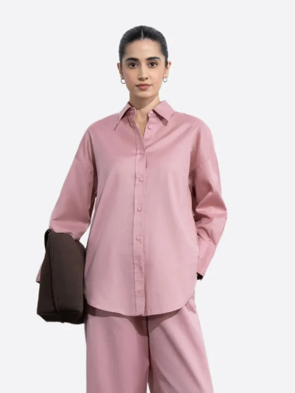 SuitsHeritage Women's Solid Pink Relaxed Fit Shirt
