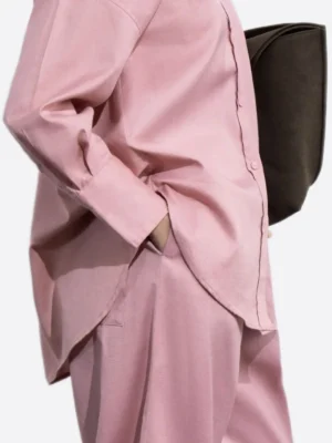 SuitsHeritage Women's Solid Pink Relaxed Fit Shirt Sleeves