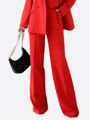 SuitsHeritage Women's Red Double Breasted Oversized 3 Piece Suit Pant
