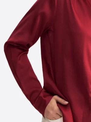 SuitsHeritage Women's Silk Red Regular Fit Shirt Sleeves