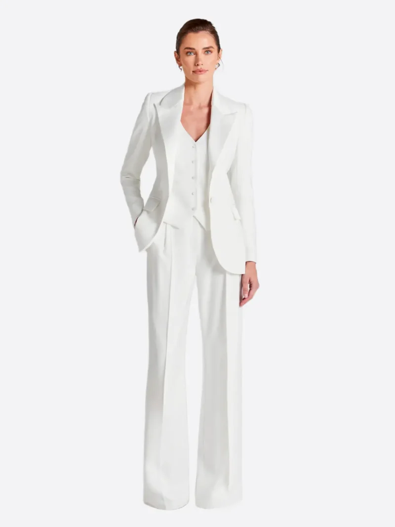 SuitsHeritage Women's White Solid Regular Fit 3 Piece Suit