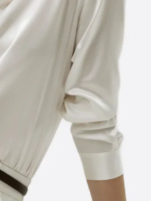 SuitsHeritage Women's White Silk Relaxed Fit Shirt Sleeves