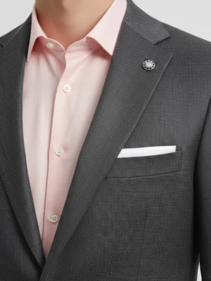 SuitsHeritage Men’s Plaid Grey Slim Fit Blazer Chest Pocket