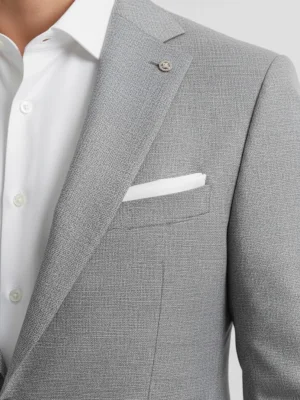 SuitsHeritage Men’s Textured Grey Regular Fit Blazer Chest Pocket