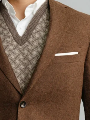 SuitsHeritage Men’s Textured Dark Brown Regular Fit Blazer Chest