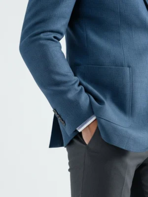SuitsHeritage Men’s Solid Light Blue Linen Blazer Sleeves