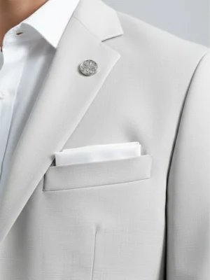 SuitsHeritage Men’s Solid Light Grey Linen Blazer Chest Pocket