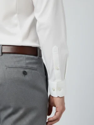 SuitsHeritage Men’s Solid White Formal Shirt Cuffs