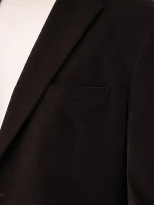 Suitsheritage Men's Solid Dark Brown Corduroy Blazer Chest Pocket