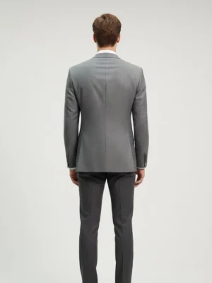 Shop The SuitsHeritage Men’s Textured Light Grey Regular Fit Blazer