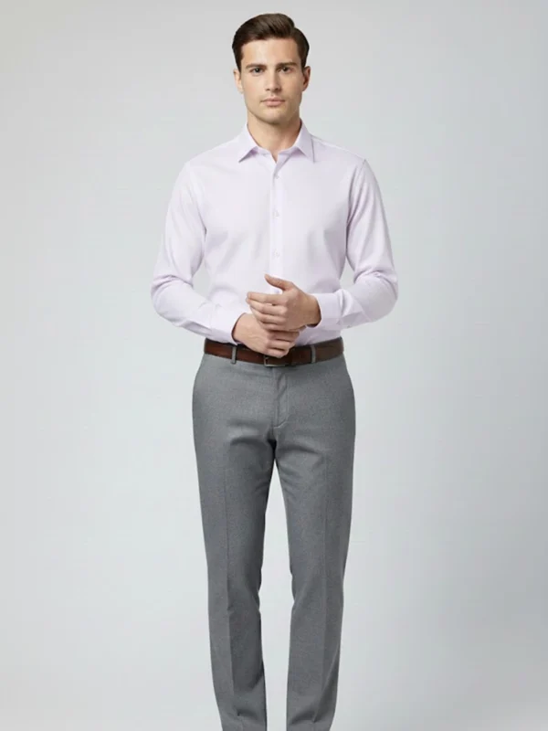 Men's Solid Light Purple Formal Shirt Front