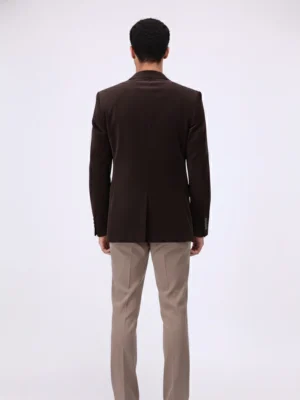 Shop The Suitsheritage Men's Solid Dark Brown Corduroy Blazer Chest Pocket