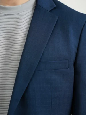 SuitsHeritage Men’s Solid Navy Blue Regular Fit Blazer Chest Pocket