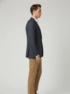 Suitsheritage Men's Plaid Blue Relaxed Fit Blazer Main 3