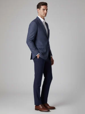 SuitsHeritage Men’s Solid Dark Blue Slim Fit Blazer Side