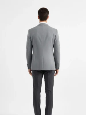 SuitsHeritage Men’s Solid Grey Regular Fit Blazer Back