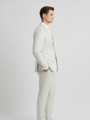 SuitsHeritage Men’s Solid Light Grey Linen Blazer Side