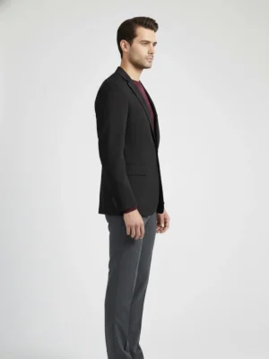 Suitheritage Men's Solid Black Regular fit Blazer Main Side