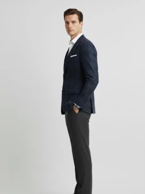 SuitsHeritage Men’s Check Navy Relaxed Fit Blazer Side