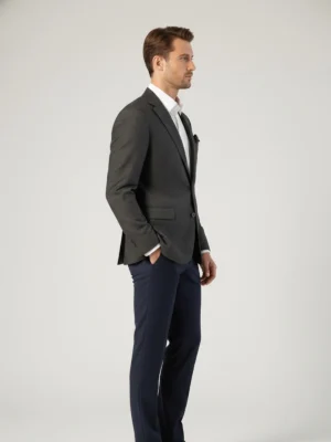 SuitsHeritage Men’s Check Dark Grey Regular Fits Blazer Side Pose