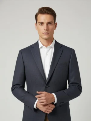 Suitsheritage Men's Plaid Blue Relaxed Fit Blazer 4