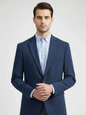 SuitsHeritage Men’s Textured Navy Blue Regular Fit Blazer Main
