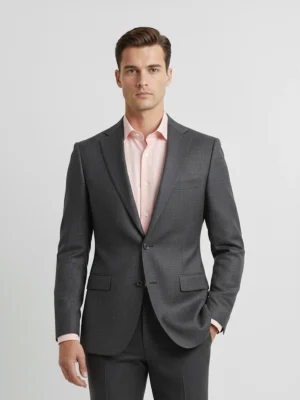 SuitsHeritage Men’s Plaid Grey Slim Fit Blazer Close