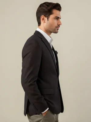 SuitsHeritage Men’s Solid Brown Slim Fit Blazer Side