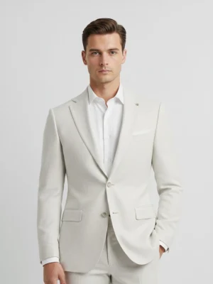 SuitsHeritage Men’s Solid Light Grey Linen Blazer Close