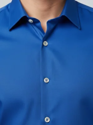 SuitsHeritage Men’s Solid Blue Formal Shirt Collar