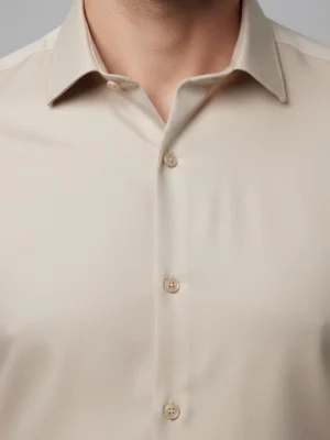 Shop the SuitsHeritage Men’s Solid Light Beige Formal Shirt Collar