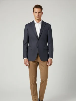 Suitsheritage Men's Solid Grey Relaxed Fit Blazer Front