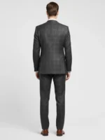 Shop The Suitsheritage Men's Check Black Slim Fit 3 Piece Suit Back