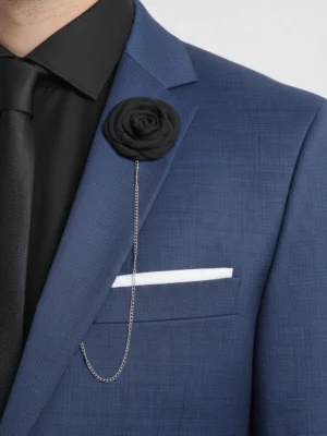 SuitsHeritage Men's Solid Dark Blue Regular Fit 2 Piece Suit Chest Pocket