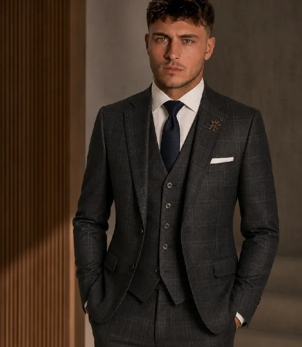 Eastford Polyester Check Black Suit Model Eastford Polyester Check Black Suit Model