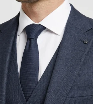 Eastford Polyester Check Dark Navy Suit Collar