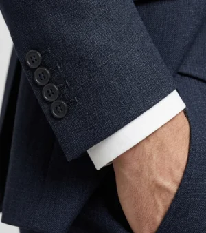 Eastford Polyester Check Dark Navy Suit Cuffs