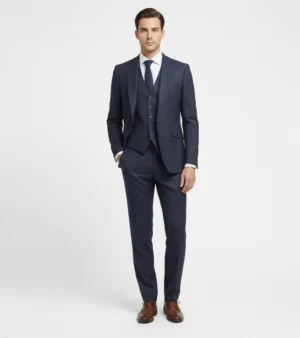 Eastford Polyester Check Dark Navy Suit Front