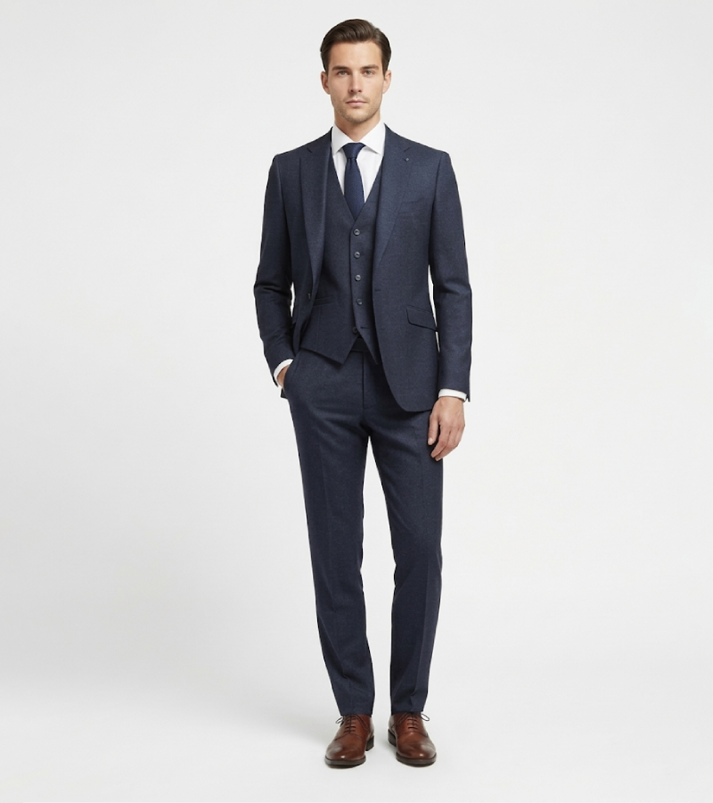 Eastford Polyester Check Dark Navy Suit Front