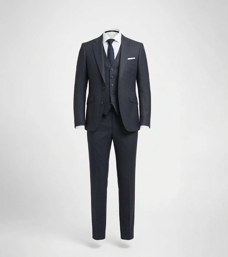 Eastford Polyester Check Dark Navy Suit
