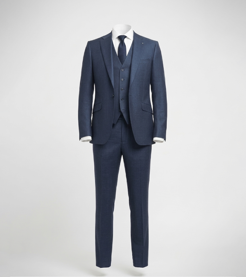Eastford Polyester Check Navy Blue Suit