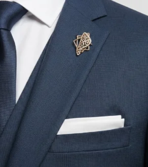 Eastford Polyester Check Navy Blue Suit Collar